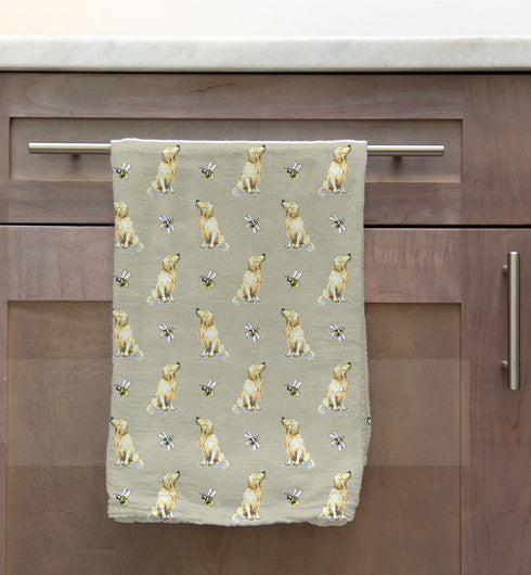 Golden Retriever & Bee Tea Towel